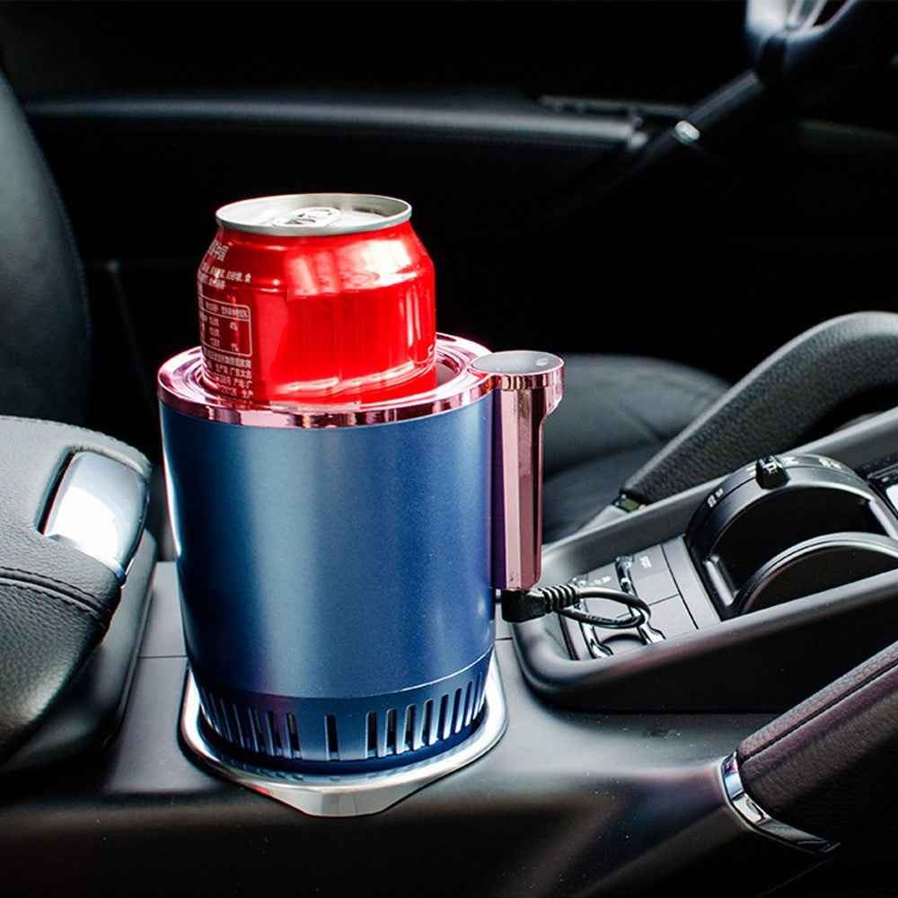 Car Smart Hot and Cold Drinks Holder Home Office Fast Refrigeration Heating Cooling Cup with Digital Display - Blue