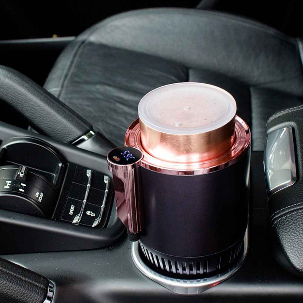 Car Smart Hot and Cold Drinks Holder Home Office Fast Refrigeration Heating Cooling Cup with Digital Display - Blue