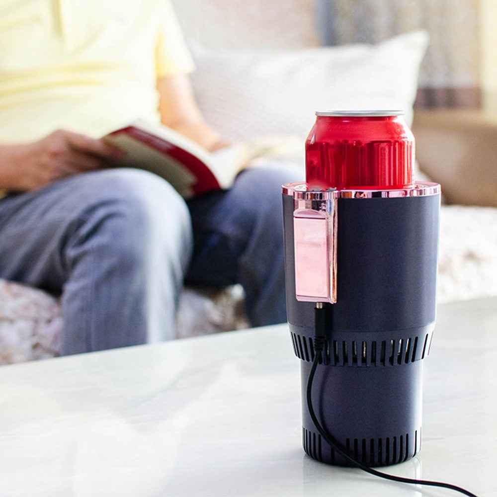 Car Smart Hot and Cold Drinks Holder Home Office Fast Refrigeration Heating Cooling Cup with Digital Display - Blue