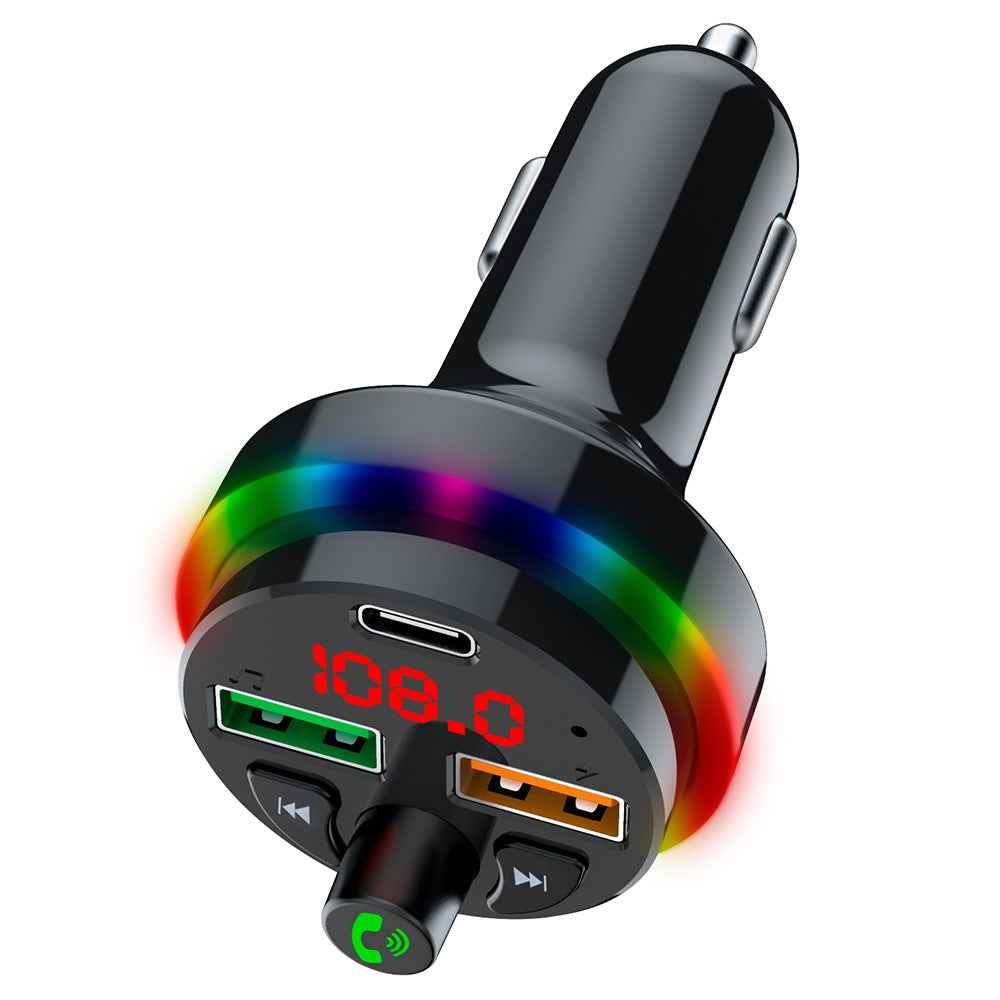 PDF17 Bluetooth-compatible Car Charger 2 USB + Type-C PD 25W Fast Charging Car Charger Adapter Bluetooth-compatible Call Receiver Support TF Card / BT Music Player