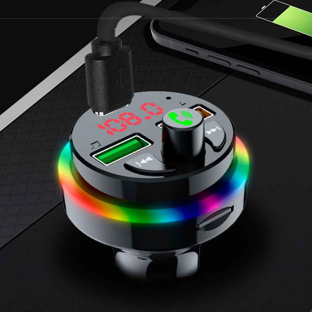PDF17 Bluetooth-compatible Car Charger 2 USB + Type-C PD 25W Fast Charging Car Charger Adapter Bluetooth-compatible Call Receiver Support TF Card / BT Music Player