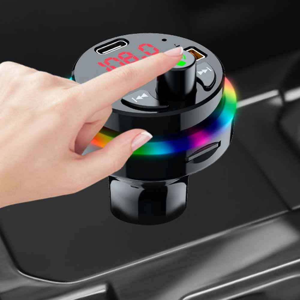 PDF17 Bluetooth-compatible Car Charger 2 USB + Type-C PD 25W Fast Charging Car Charger Adapter Bluetooth-compatible Call Receiver Support TF Card / BT Music Player