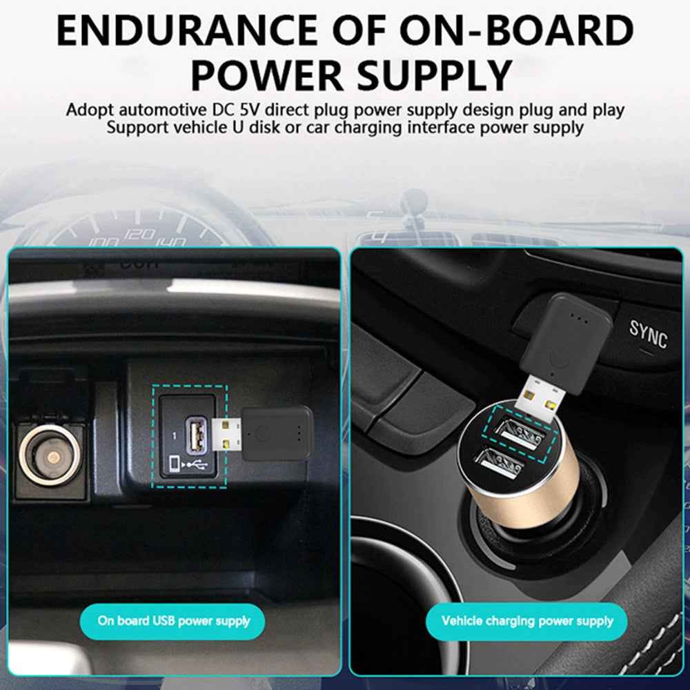 HQ-H5 Car Wireless Audio Adapter Bluetooth-compatible USB Receiver Universal Lossless MP3 Playback FM Transmitter Car Audio Adapter for Driving Navigation