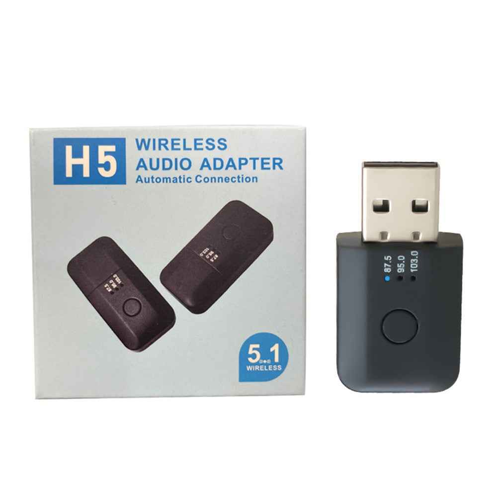 HQ-H5 Car Wireless Audio Adapter Bluetooth-compatible USB Receiver Universal Lossless MP3 Playback FM Transmitter Car Audio Adapter for Driving Navigation
