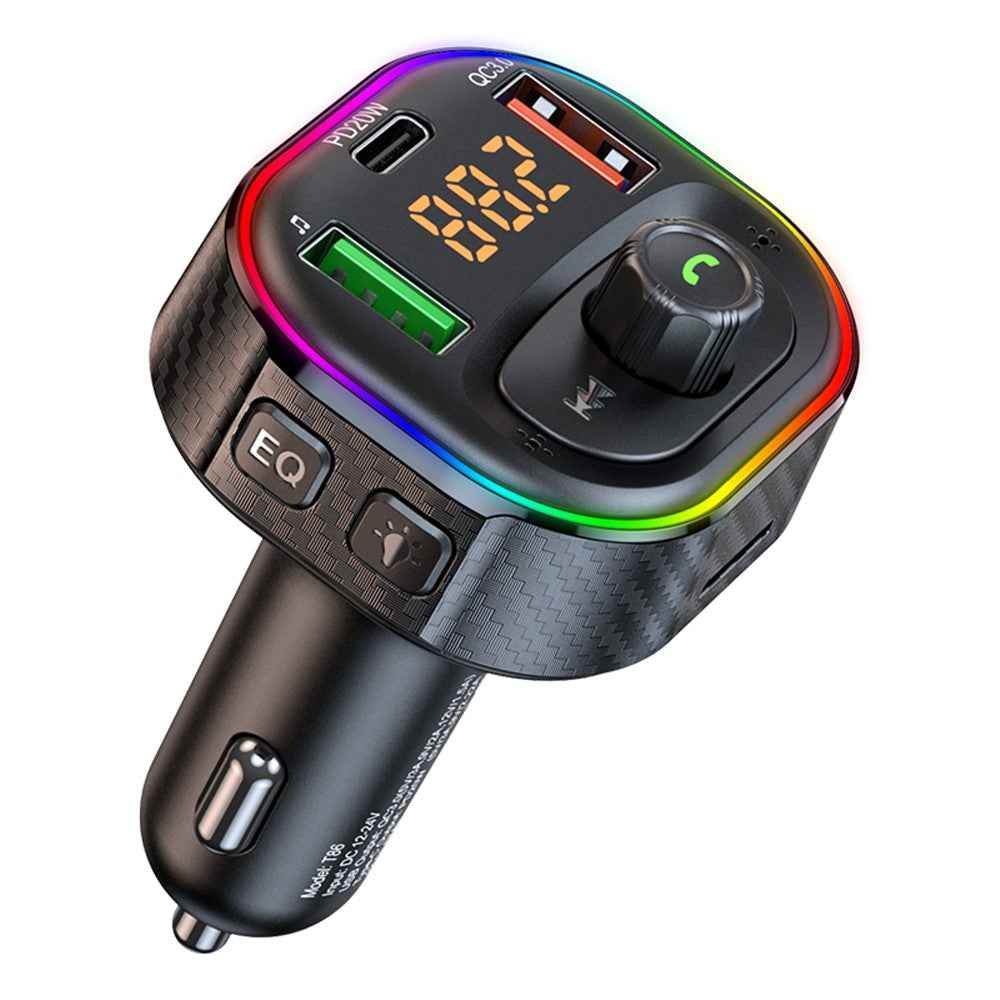 T86 QC3.0 / PD Car Charger Bluetooth-compatible MP3 Player FM Transmitter Cigarette Lighter Charger Support U Disk / TF Card