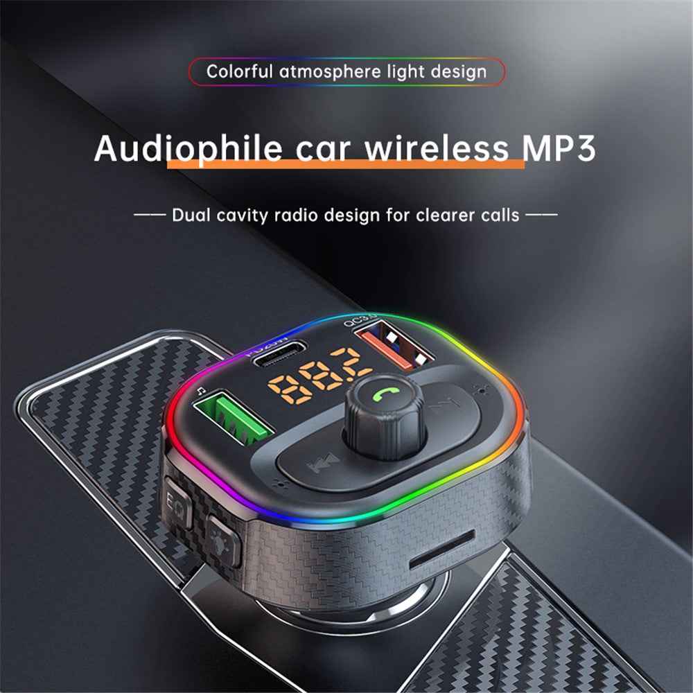T86 QC3.0 / PD Car Charger Bluetooth-compatible MP3 Player FM Transmitter Cigarette Lighter Charger Support U Disk / TF Card