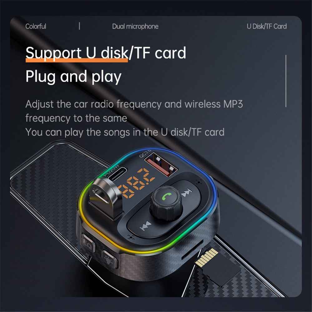 T86 QC3.0 / PD Car Charger Bluetooth-compatible MP3 Player FM Transmitter Cigarette Lighter Charger Support U Disk / TF Card