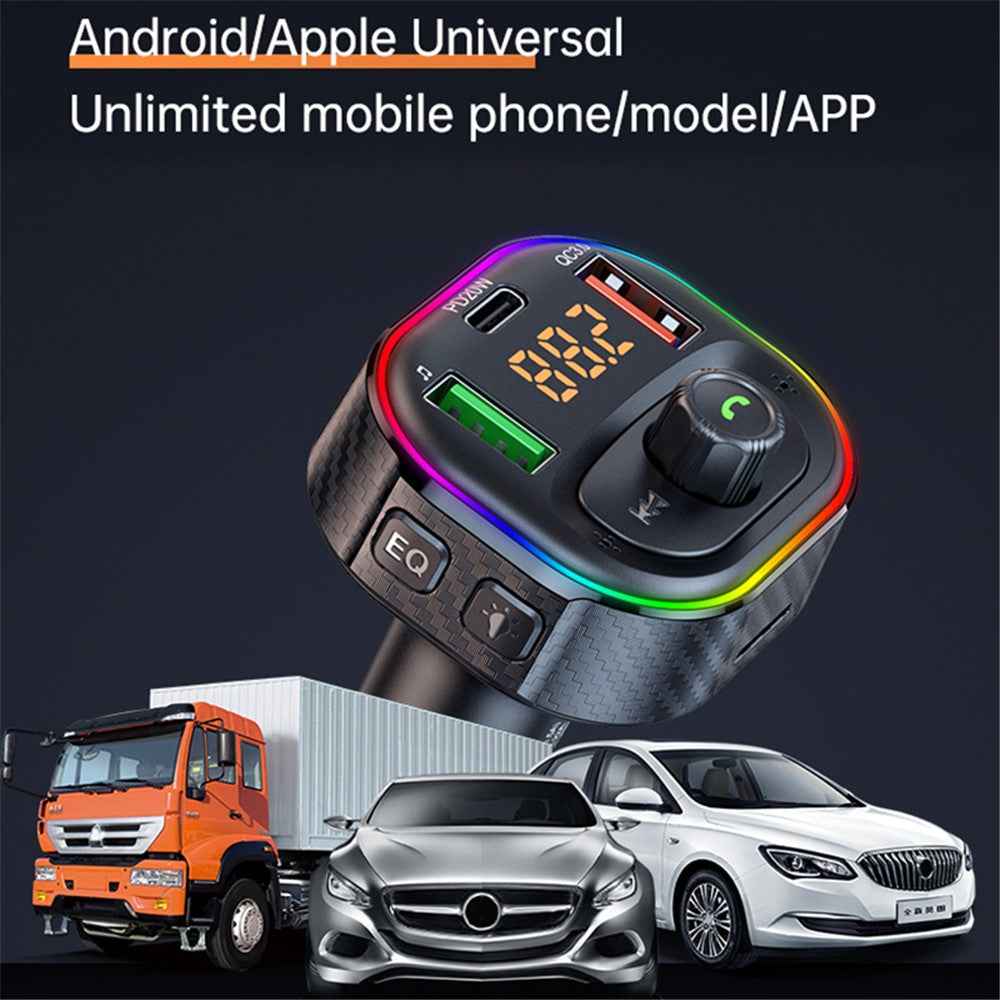 T86 QC3.0 / PD Car Charger Bluetooth-compatible MP3 Player FM Transmitter Cigarette Lighter Charger Support U Disk / TF Card