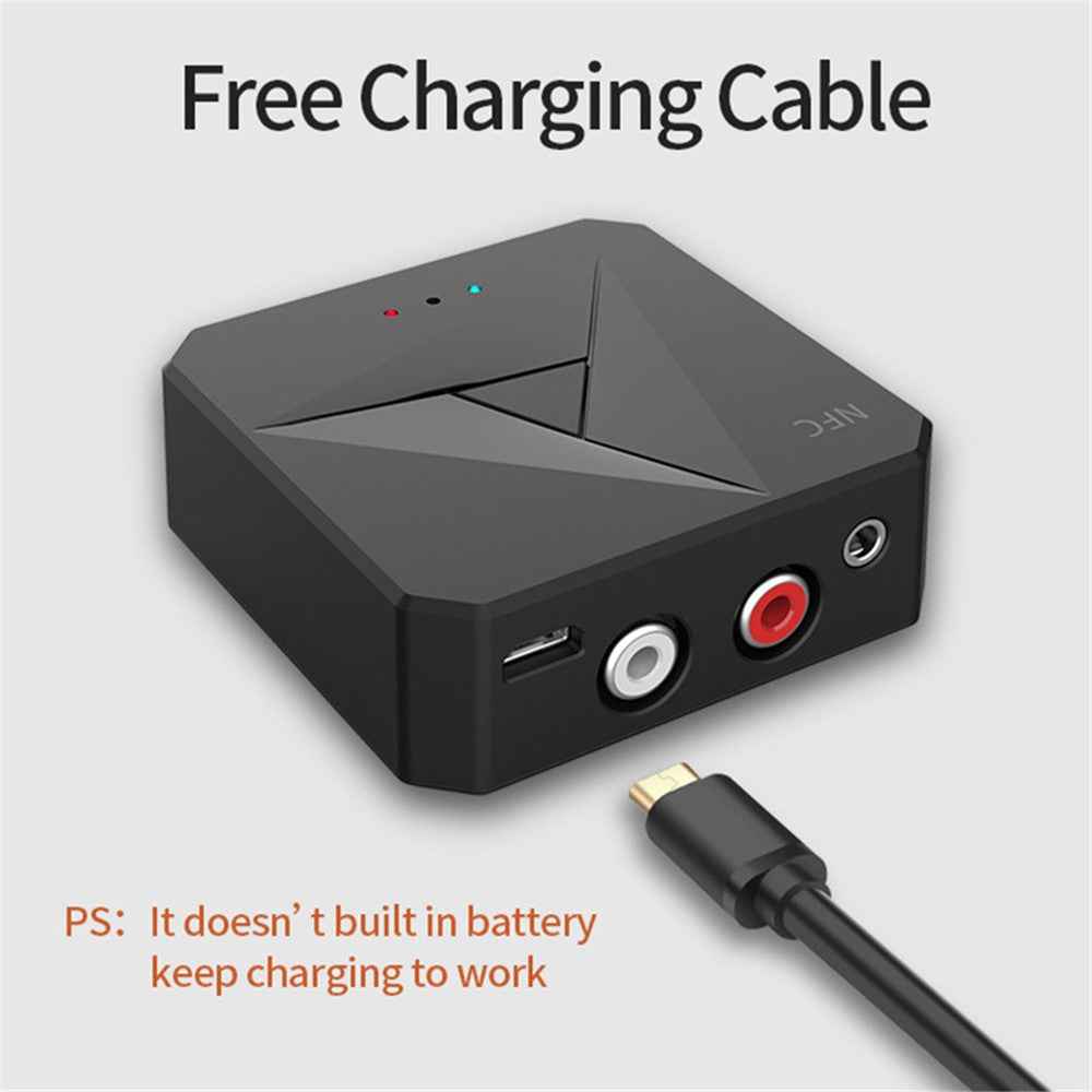 M21 2-in-1 Car NFC Bluetooth-compatible Receiver Transmitter Plastic RCA 3.5mm AUX Audio Adapter