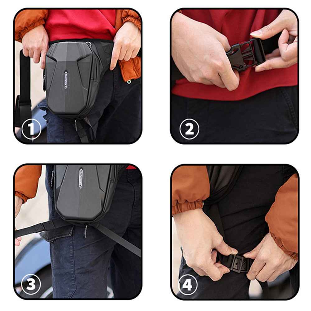 RZAHUAHU Hard Shell 600D Waterproof Fabric Motorcycle Riding Waist Bag Phone Tools Storage Crossbody Bag