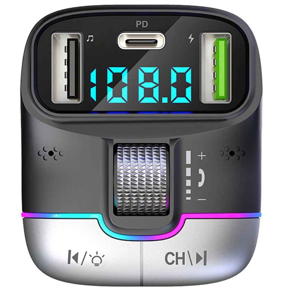 GZ01 Bluetooth-compatible 5.3 Hands-free Call U-disk MP3 Music Player Type-C + Dual USB Car Charger