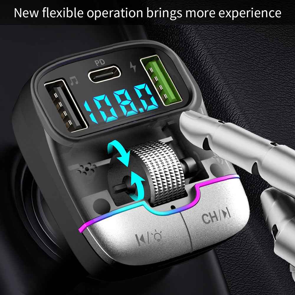 GZ01 Bluetooth-compatible 5.3 Hands-free Call U-disk MP3 Music Player Type-C + Dual USB Car Charger