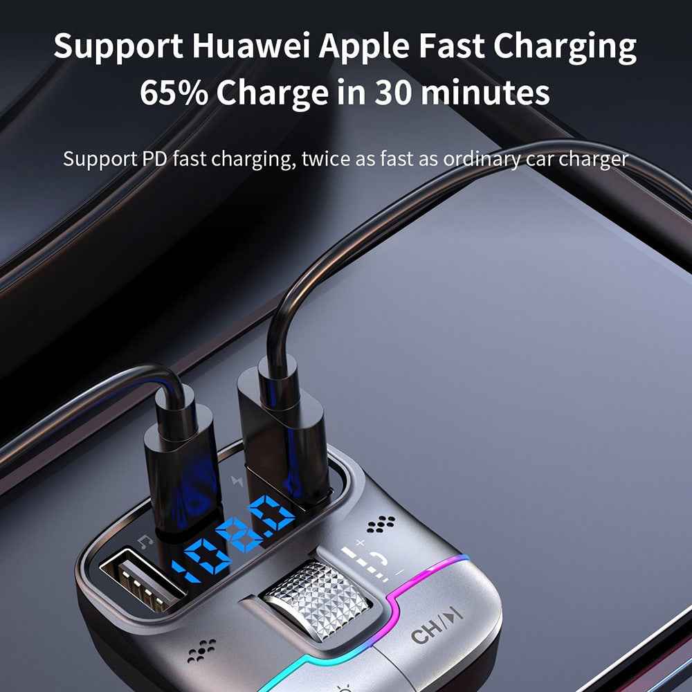 GZ01 Bluetooth-compatible 5.3 Hands-free Call U-disk MP3 Music Player Type-C + Dual USB Car Charger