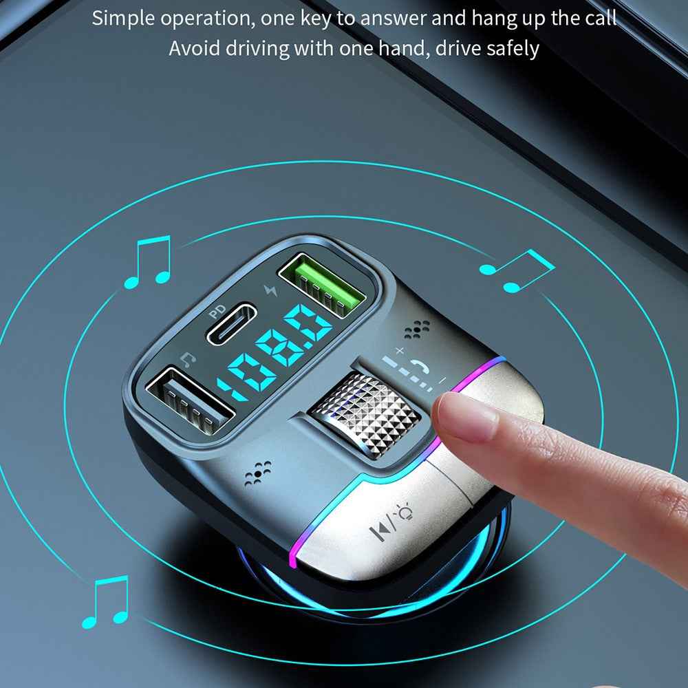 GZ01 Bluetooth-compatible 5.3 Hands-free Call U-disk MP3 Music Player Type-C + Dual USB Car Charger