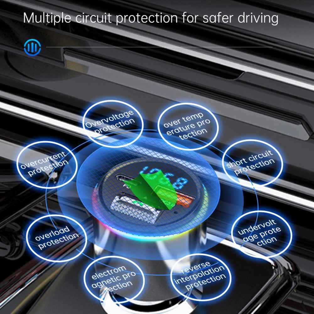 BC88 Bluetooth-compatible 5.3 FM Transmitter QC3.0 PD 30W Fast Charging Car MP3 Player with RGB Light (CE Certified)