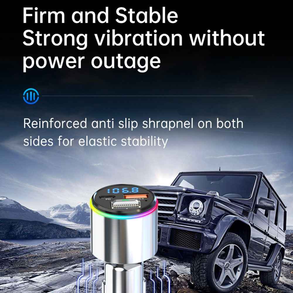 BC88 Bluetooth-compatible 5.3 FM Transmitter QC3.0 PD 30W Fast Charging Car MP3 Player with RGB Light (CE Certified)