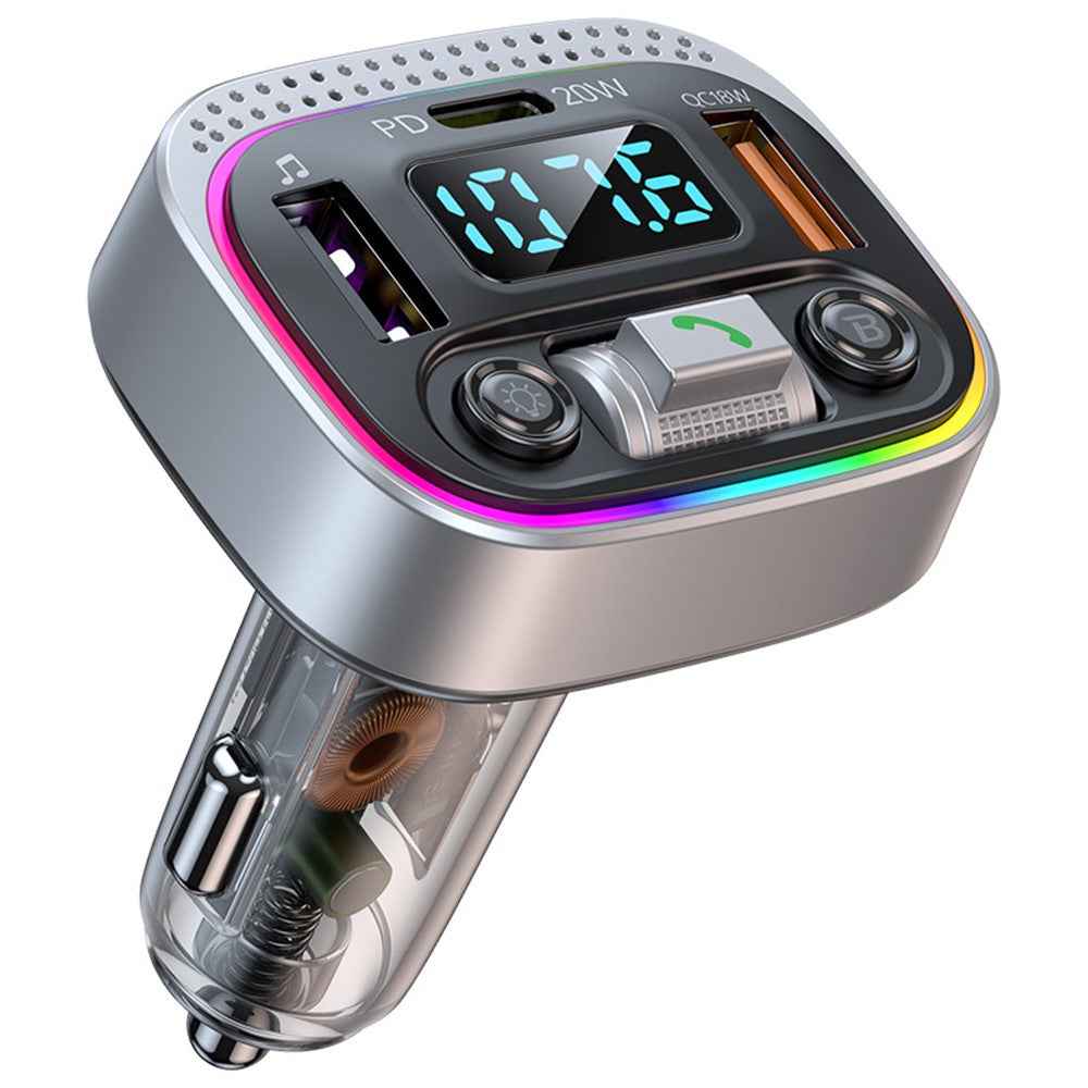 T21 Fast Charging Vehicle Charger Ambient Light Car Bluetooth-compatible FM Radio Hands-free Phone Calling MP3 Player