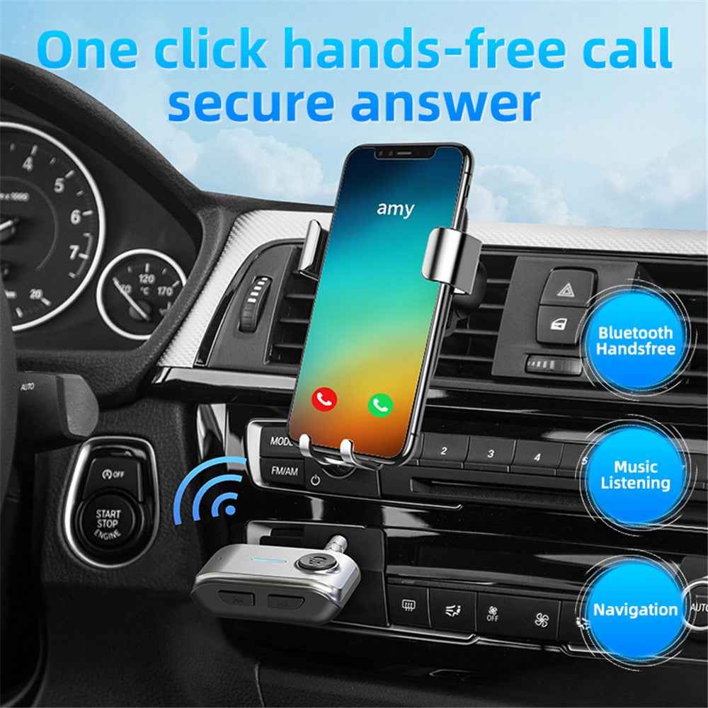 W2 Hands Free AUX Car Bluetooth-compatible Receiver Portable BT 5.3 Car Audio Adapter with Type-C Input, TF Card Slot