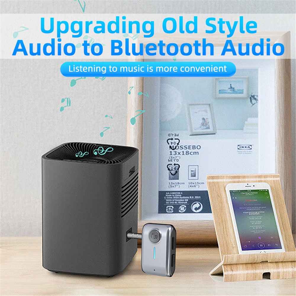 W2 Hands Free AUX Car Bluetooth-compatible Receiver Portable BT 5.3 Car Audio Adapter with Type-C Input, TF Card Slot