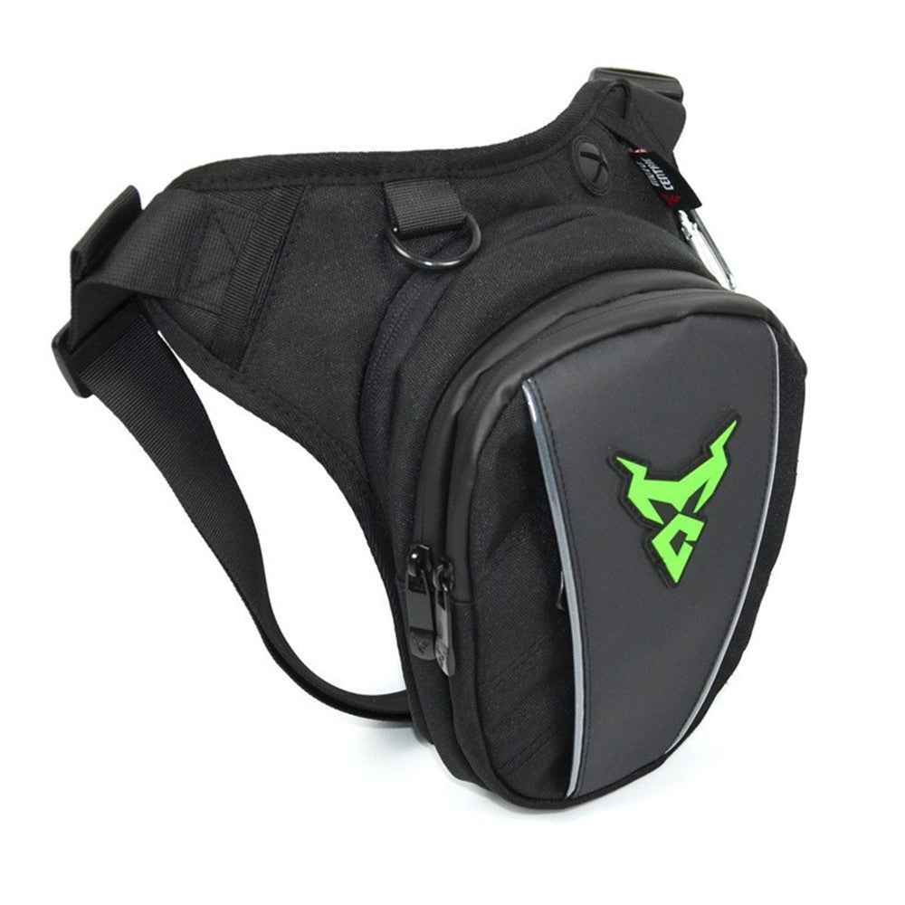 MOTOCENTRIC 11-MC-0105 Motorcycle Leg Bag Riding Equipment Crossbody Shoulder Bag Rider Waist Pouch with Reflective Strips - Green