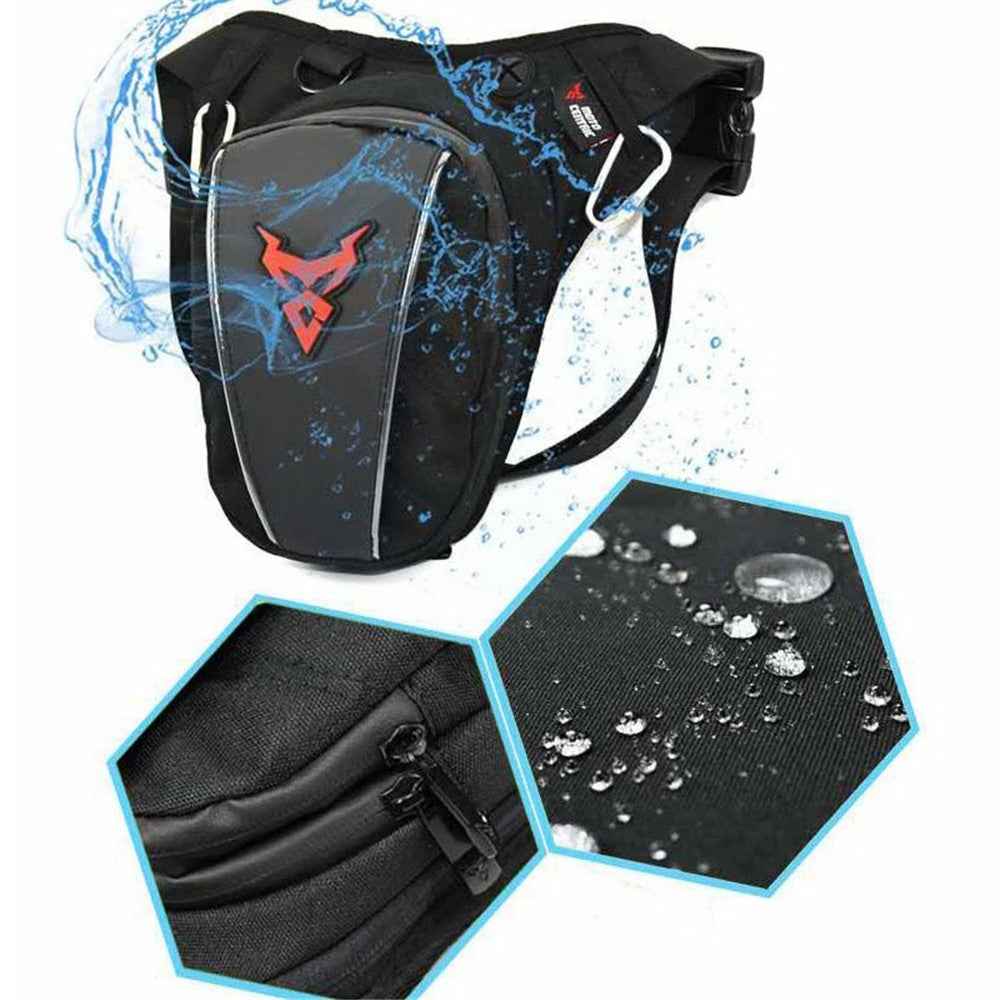MOTOCENTRIC 11-MC-0105 Motorcycle Leg Bag Riding Equipment Crossbody Shoulder Bag Rider Waist Pouch with Reflective Strips - Green