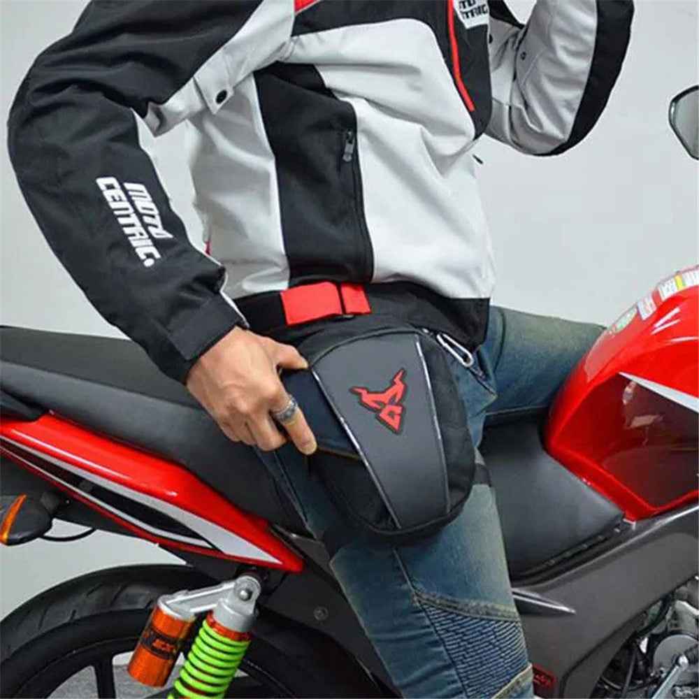 MOTOCENTRIC 11-MC-0105 Motorcycle Leg Bag Riding Equipment Crossbody Shoulder Bag Rider Waist Pouch with Reflective Strips - Red