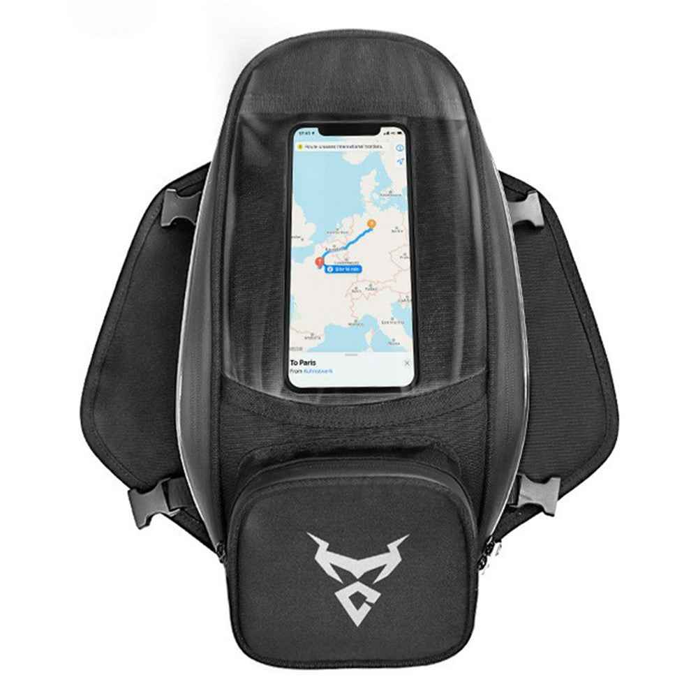 MOTOCENTRIC 11-MC-0109 1200D Oxford Cloth Magnetic Motorcycle Fuel Tank Bag with Touch Screen Phone Pocket - Grey Logo