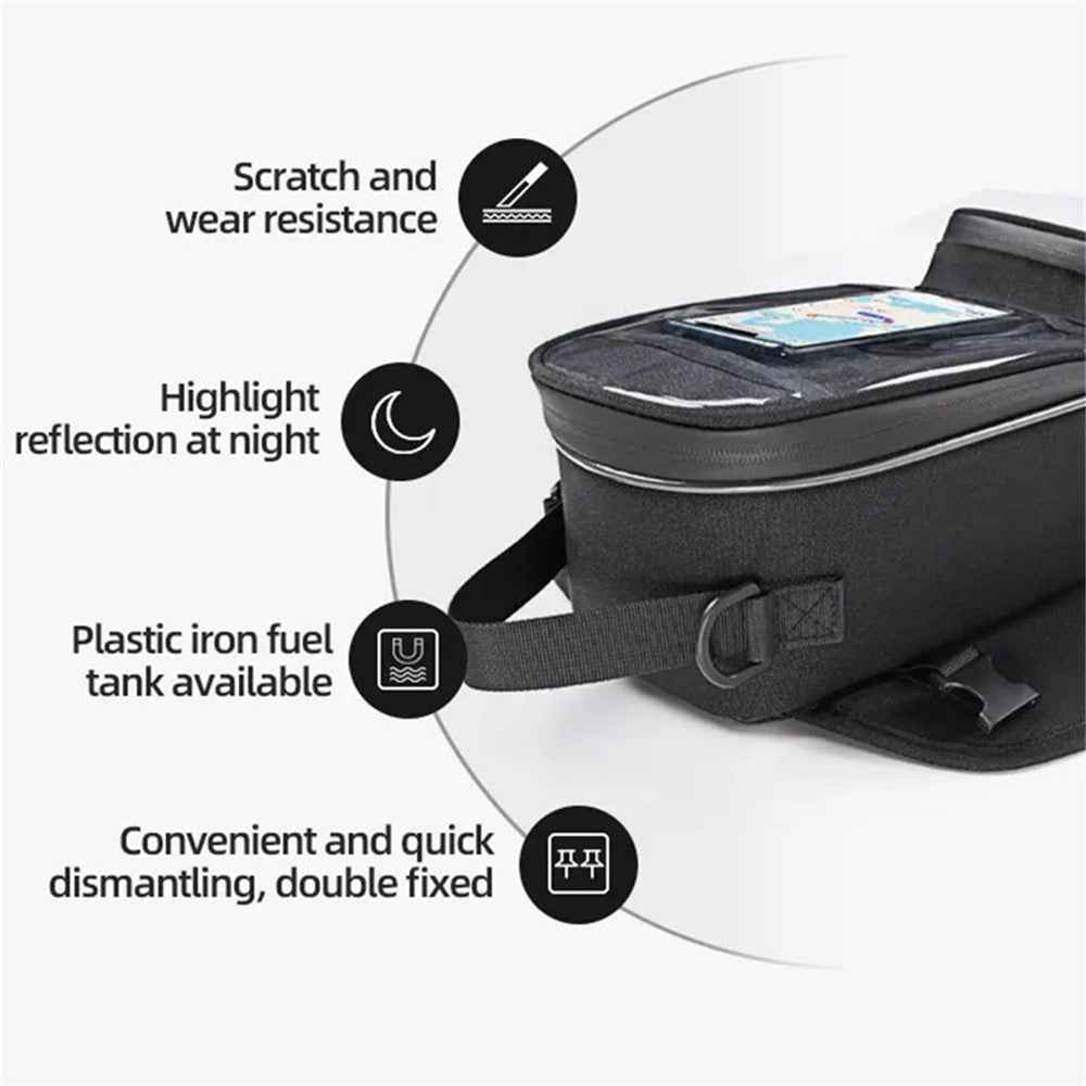 MOTOCENTRIC 11-MC-0109 1200D Oxford Cloth Magnetic Motorcycle Fuel Tank Bag with Touch Screen Phone Pocket - Grey Logo