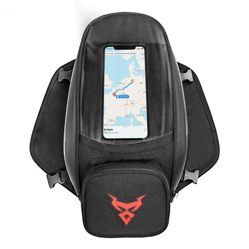 MOTOCENTRIC 11-MC-0109 1200D Oxford Cloth Magnetic Motorcycle Fuel Tank Bag with Touch Screen Phone Pocket - Red Logo