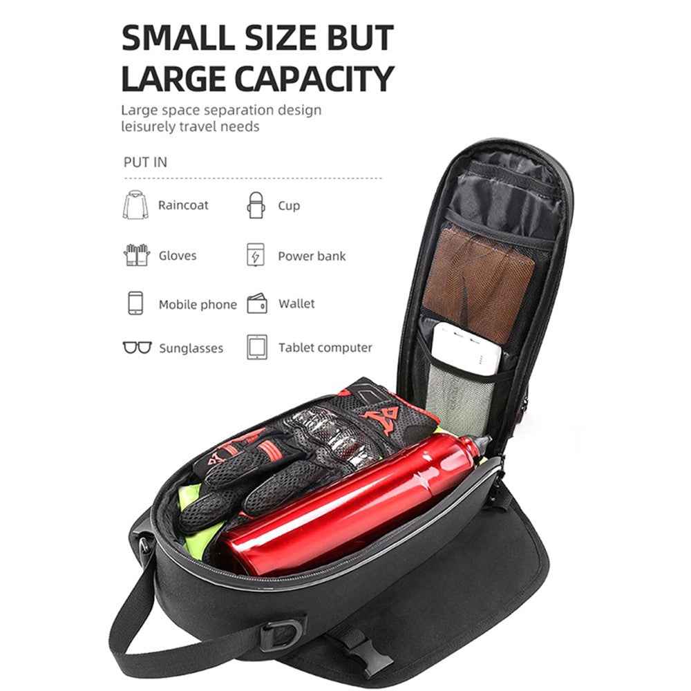 MOTOCENTRIC 11-MC-0109 1200D Oxford Cloth Magnetic Motorcycle Fuel Tank Bag with Touch Screen Phone Pocket - Red Logo