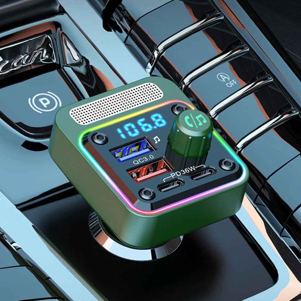 BC91 Car Bluetooth-compatible 5.3 Adapter FM Transmitter MP3 Player Dual PD Type-C + Dual USB Car Charger