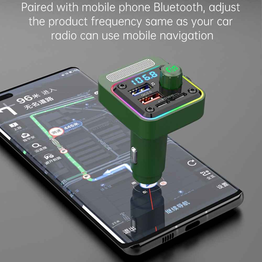 BC91 Car Bluetooth-compatible 5.3 Adapter FM Transmitter MP3 Player Dual PD Type-C + Dual USB Car Charger
