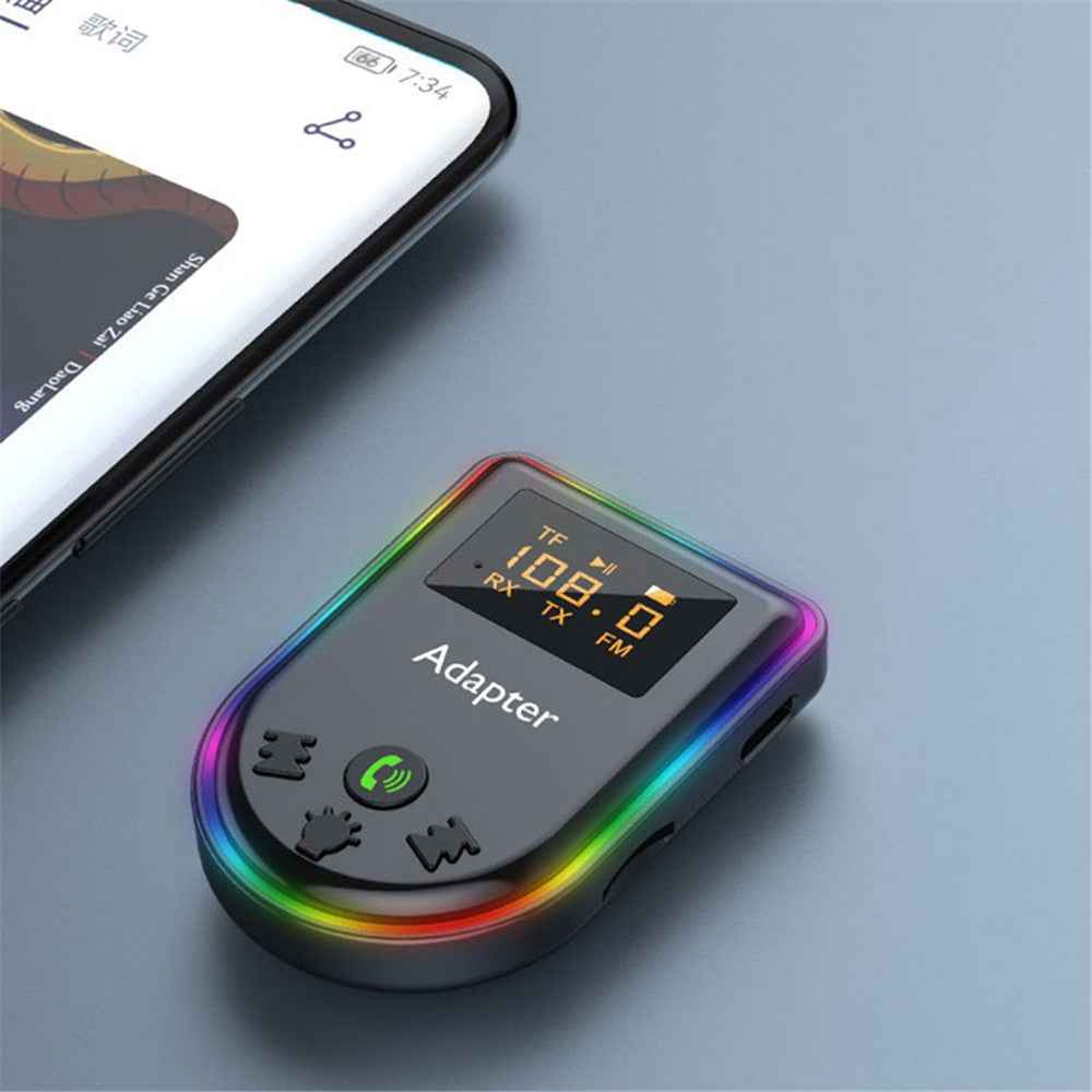 Q7 Portable Digital Display Bluetooth-compatible 5.3 MP3 Player 2-in-1 Receiver / Transmitter Car Audio Adapter