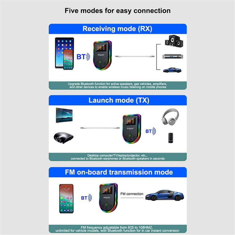 Q7 Portable Digital Display Bluetooth-compatible 5.3 MP3 Player 2-in-1 Receiver / Transmitter Car Audio Adapter