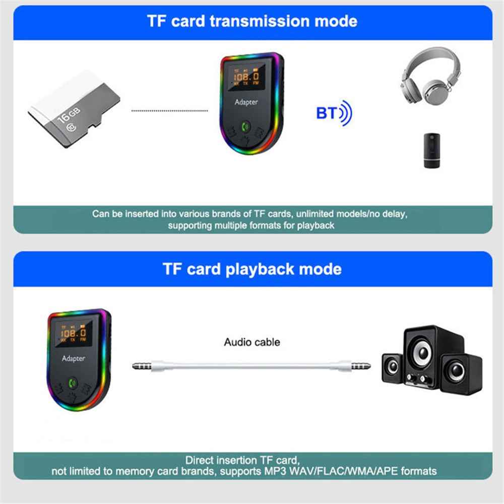 Q7 Portable Digital Display Bluetooth-compatible 5.3 MP3 Player 2-in-1 Receiver / Transmitter Car Audio Adapter