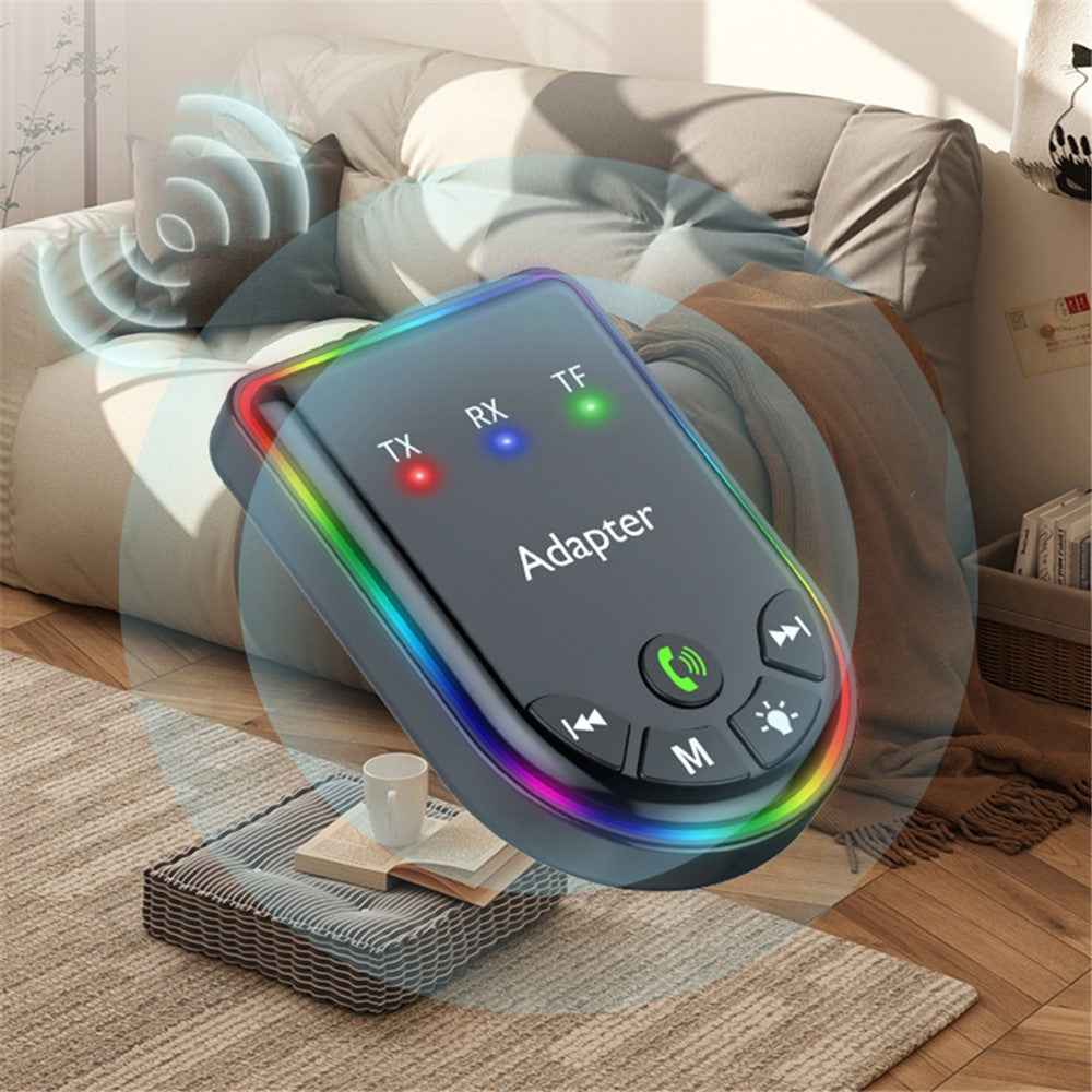Q4 2-in-1 TX / RX Adapter Bluetooth-compatible 5.3 Car MP3 Player with Light