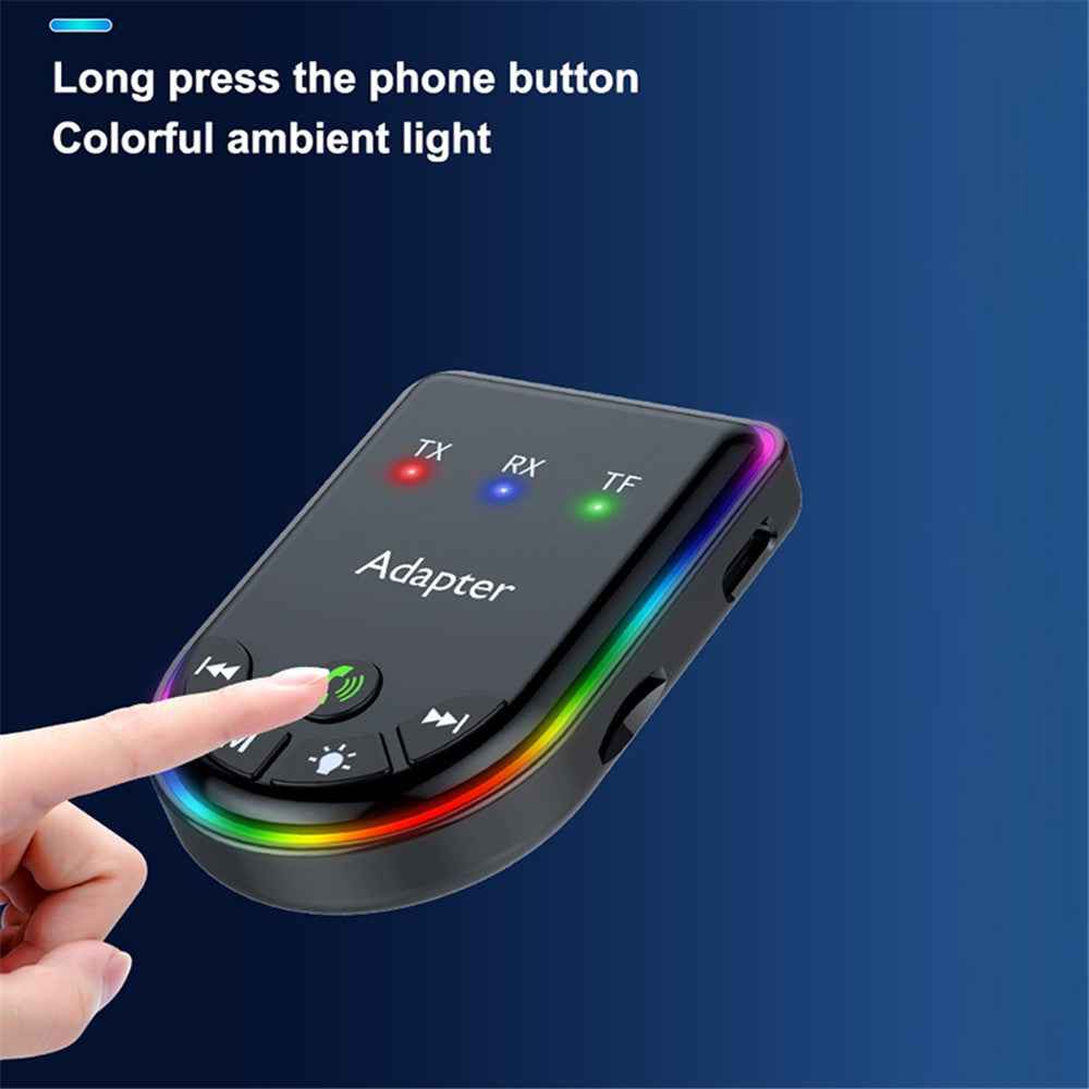 Q4 2-in-1 TX / RX Adapter Bluetooth-compatible 5.3 Car MP3 Player with Light