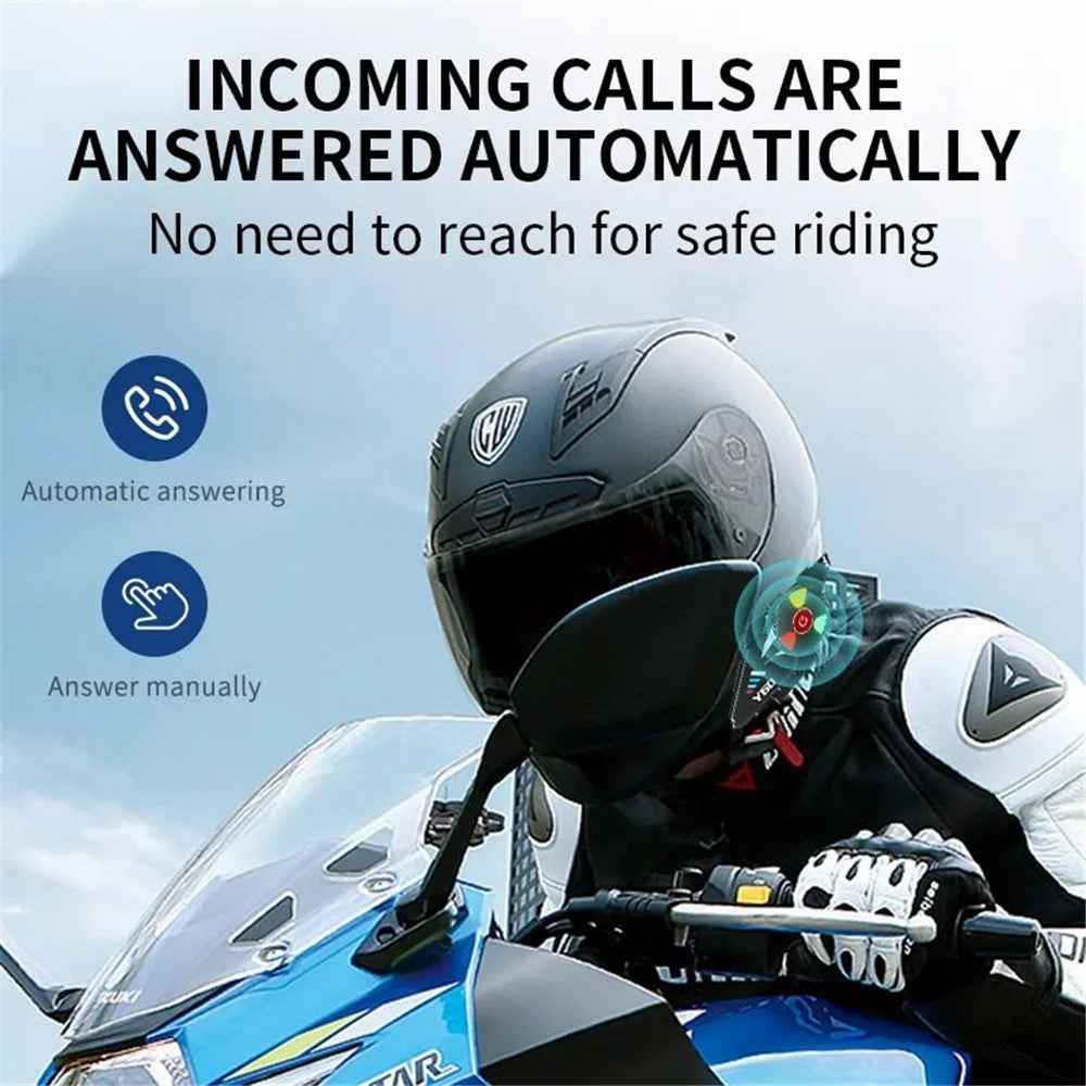 Y60 Motorcycle Bluetooth-compatible Headset Waterproof Helmet Speakers Noise Cancellation / FM Radio - Hard Microphone