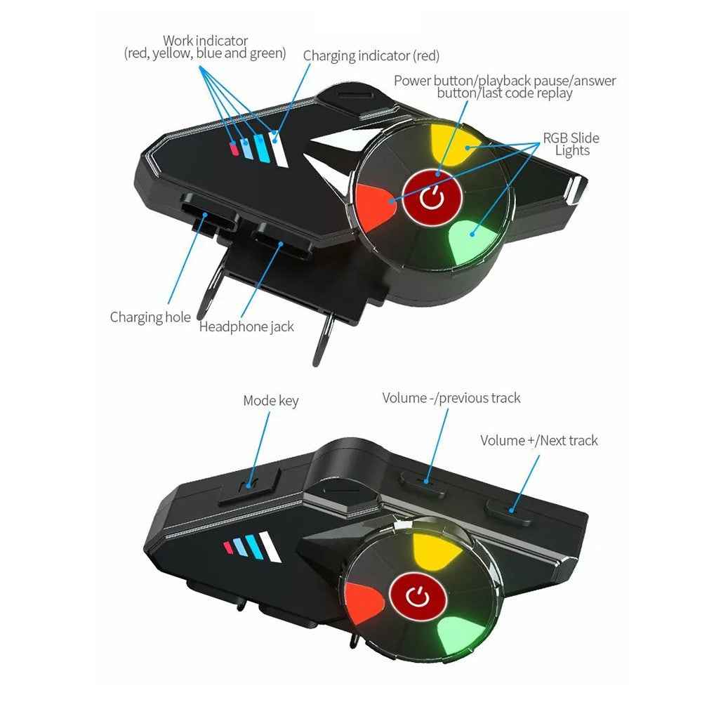 Y60 Motorcycle Bluetooth-compatible Headset Waterproof Helmet Speakers Noise Cancellation / FM Radio - Hard Microphone