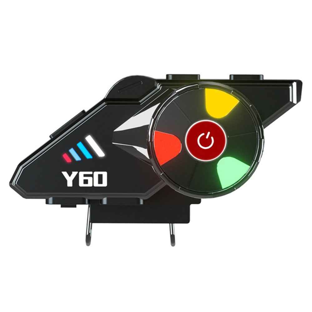 Y60 Motorcycle Bluetooth-compatible Headset Waterproof Helmet Speakers Noise Cancellation / FM Radio - Soft Microphone