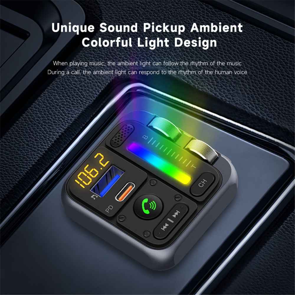 MT04 Car Bluetooth-compatible Adapter FM Transmitter HiFi Music MP3 Player Type-C + USB Car Charger