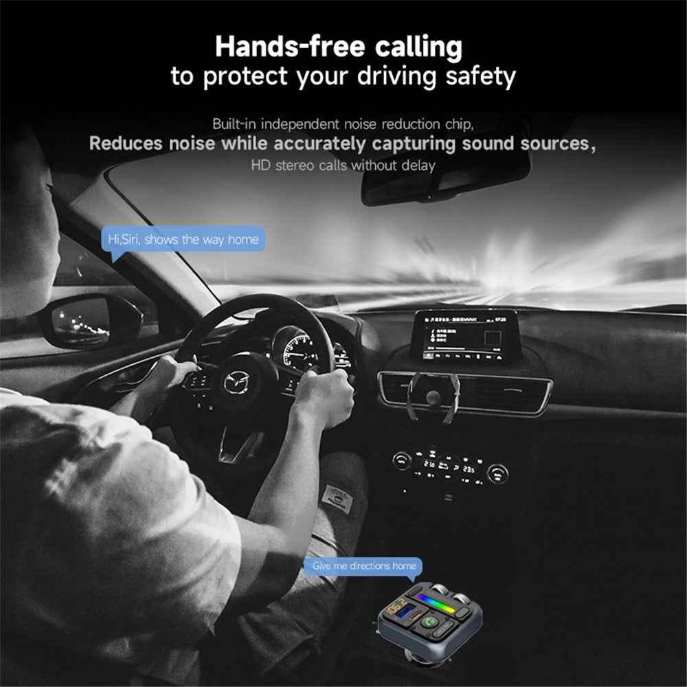 MT04 Car Bluetooth-compatible Adapter FM Transmitter HiFi Music MP3 Player Type-C + USB Car Charger