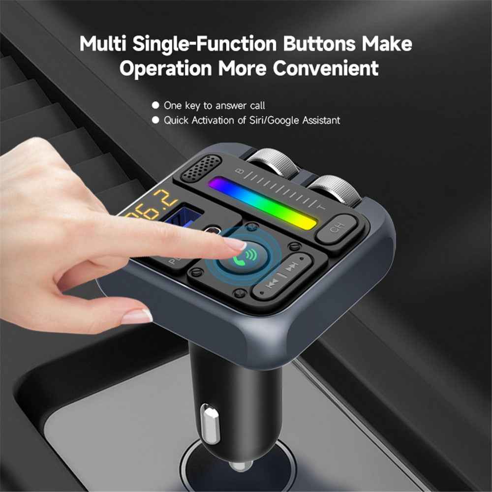 MT04 Car Bluetooth-compatible Adapter FM Transmitter HiFi Music MP3 Player Type-C + USB Car Charger