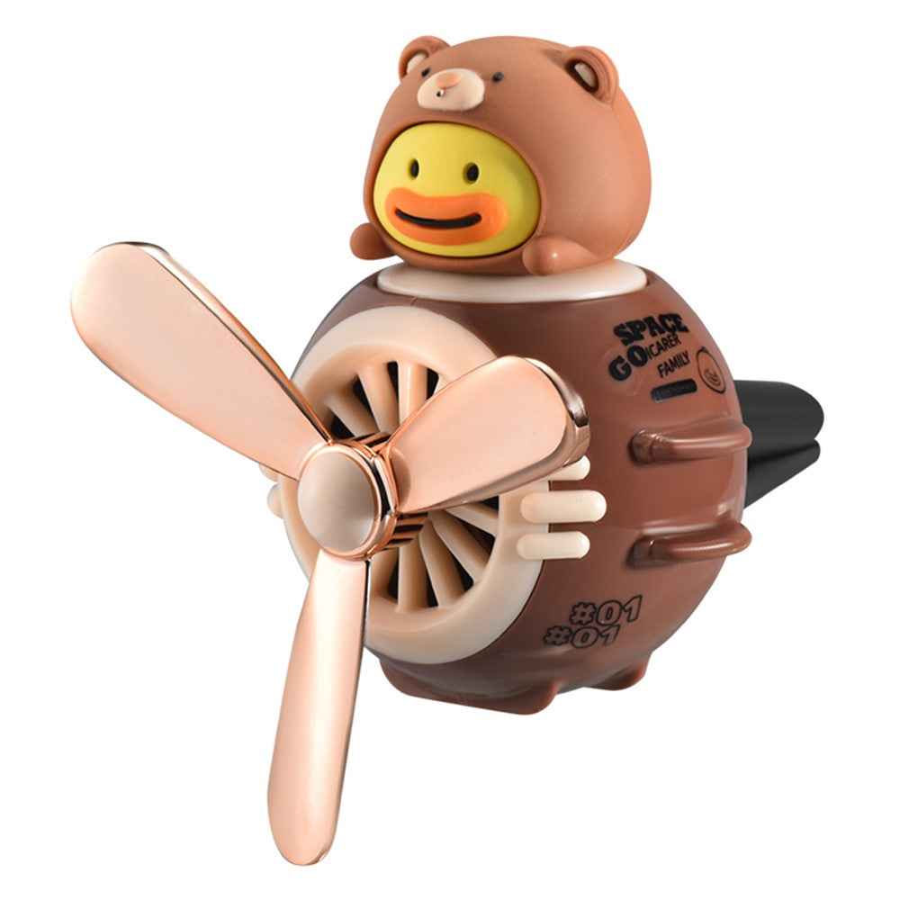 ICARER FAMILY Cartoon Animal Aircraft Car Aromatherapy Air Outlet Clip Air Freshener - Brown Duck