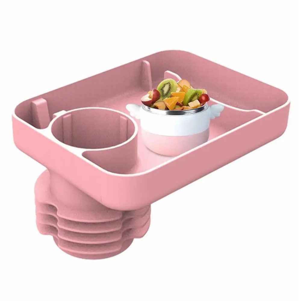6923 Travel Tray for Kids Toddler Car Seat Silicone Rotatable Cup Holder Food Tray (BPA Free/Not FDA Certificated) - Pink