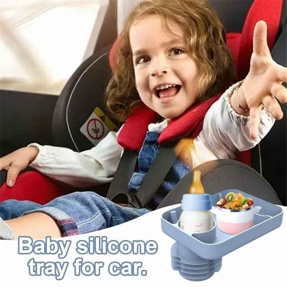 6923 Travel Tray for Kids Toddler Car Seat Silicone Rotatable Cup Holder Food Tray (BPA Free / Not FDA Certificated) - Blue