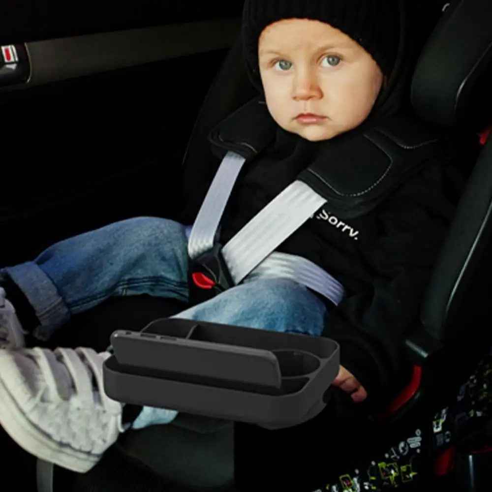 6923 Travel Tray for Kids Toddler Car Seat Silicone Rotatable Cup Holder Food Tray (BPA Free / Not FDA Certificated) - Blue