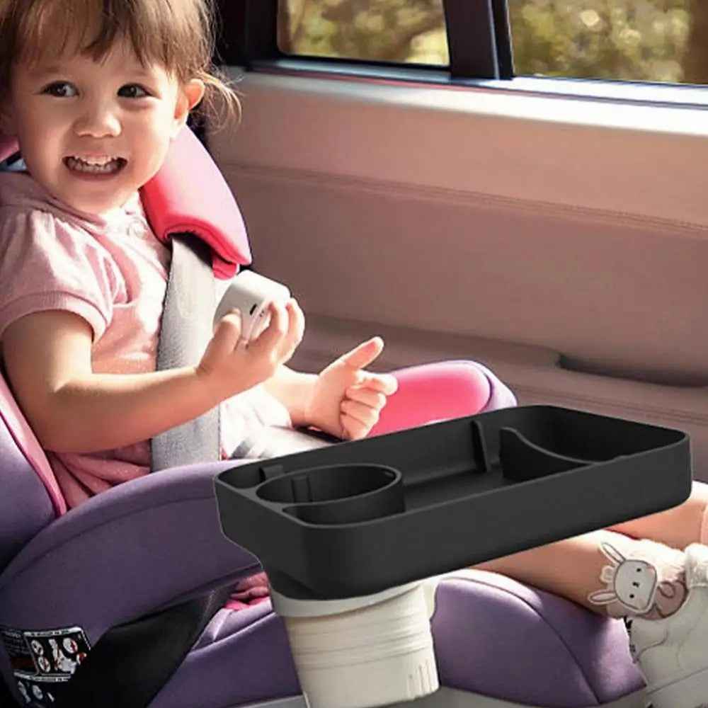 6923 Travel Tray for Kids Toddler Car Seat Silicone Rotatable Cup Holder Food Tray (BPA Free / Not FDA Certificated) - Blue
