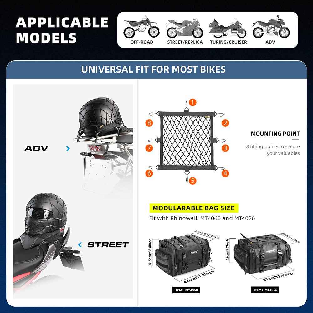 RHINOWALK Motorcycle Helmet Fixing Net Anti-lost Motorbike Tail Helmet Holder Net - MTR003A