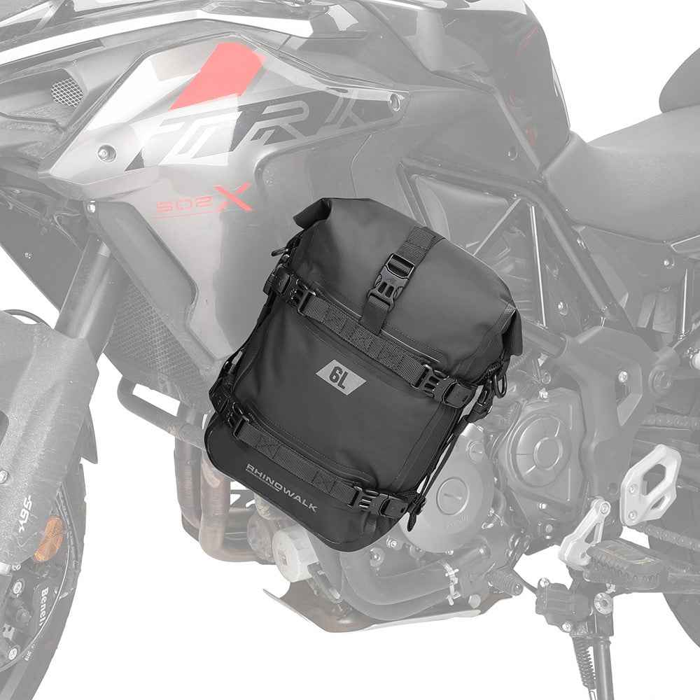 RHINOWALK MT2206 6L Waterproof Motorcycle Side Storage Bag Motorbike Side Bumper Bag - Black
